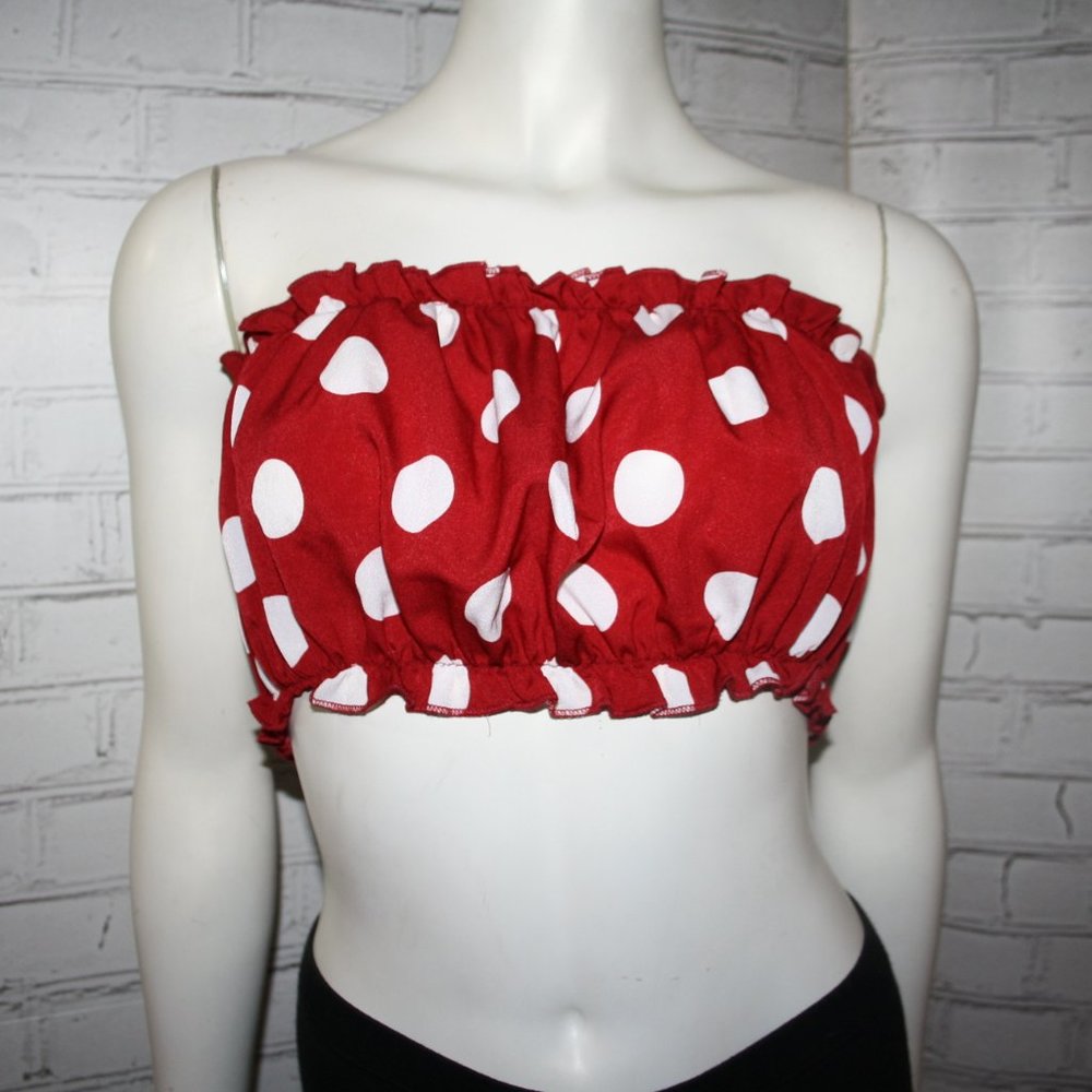 🍒🔘 SHEIN · Red & White Polka Dot Tube Top · Size Small